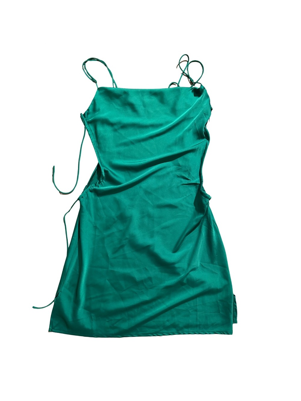 Turquoise Tie Spaghetti Strap Slip Mini Dress Y2K Size Medium